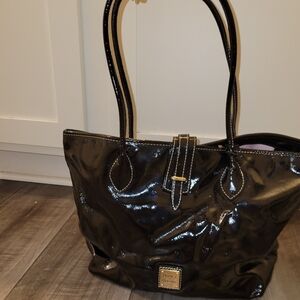 Black Patent Leather Tote Bag